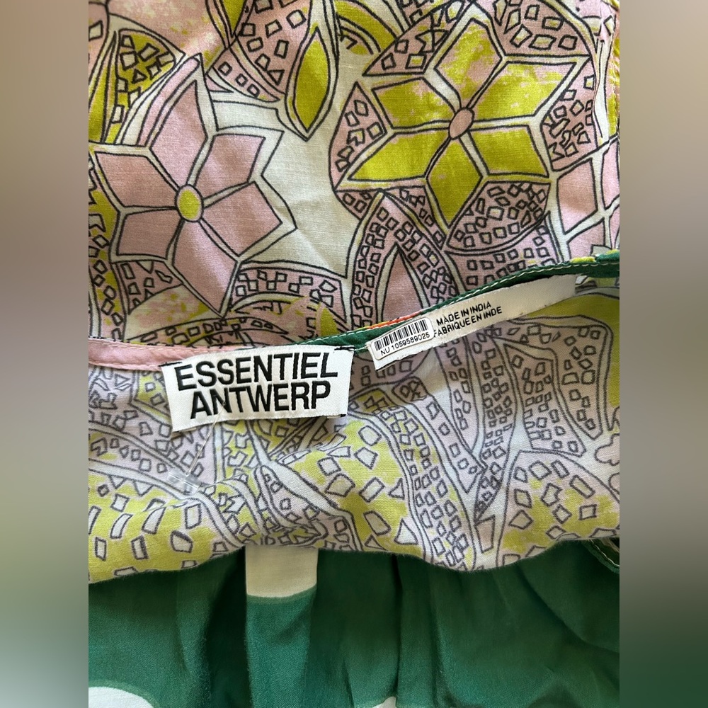Essentiel Antwerp Green, multicolor print cotton blend boho maxi dress size XS - Picture 10 of 11